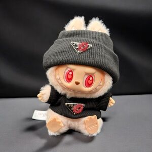 Labubu Clothes Beanie and Shirt - Black (DOLL NOT INCLUDED) - LC-008